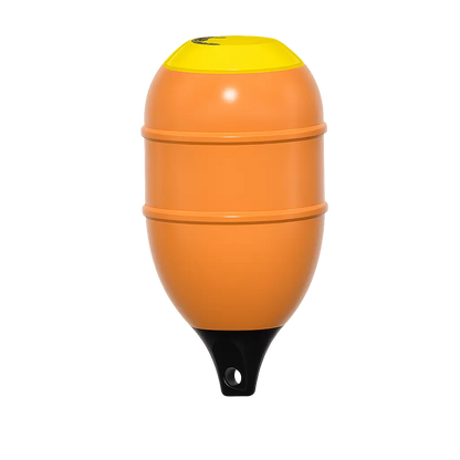 TrapSaver oval bøye i oransje og gul, utviklet for sikker, synlig og pålitelig bruk for all fiske.